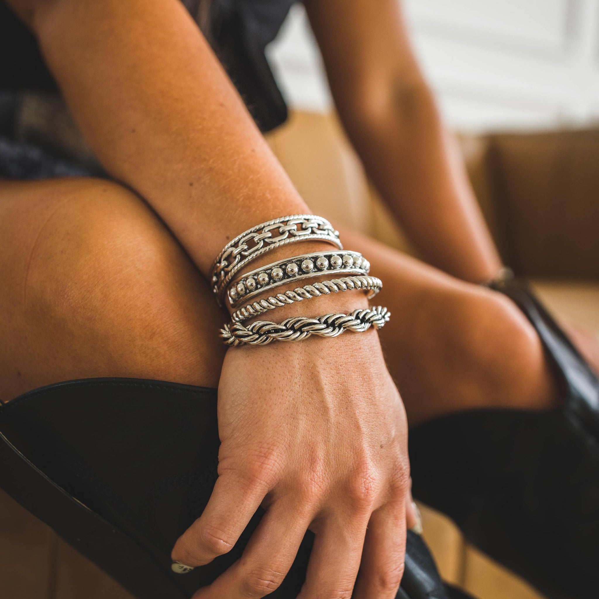 18K Gold Plated Burnished Chunky Rope Cuff