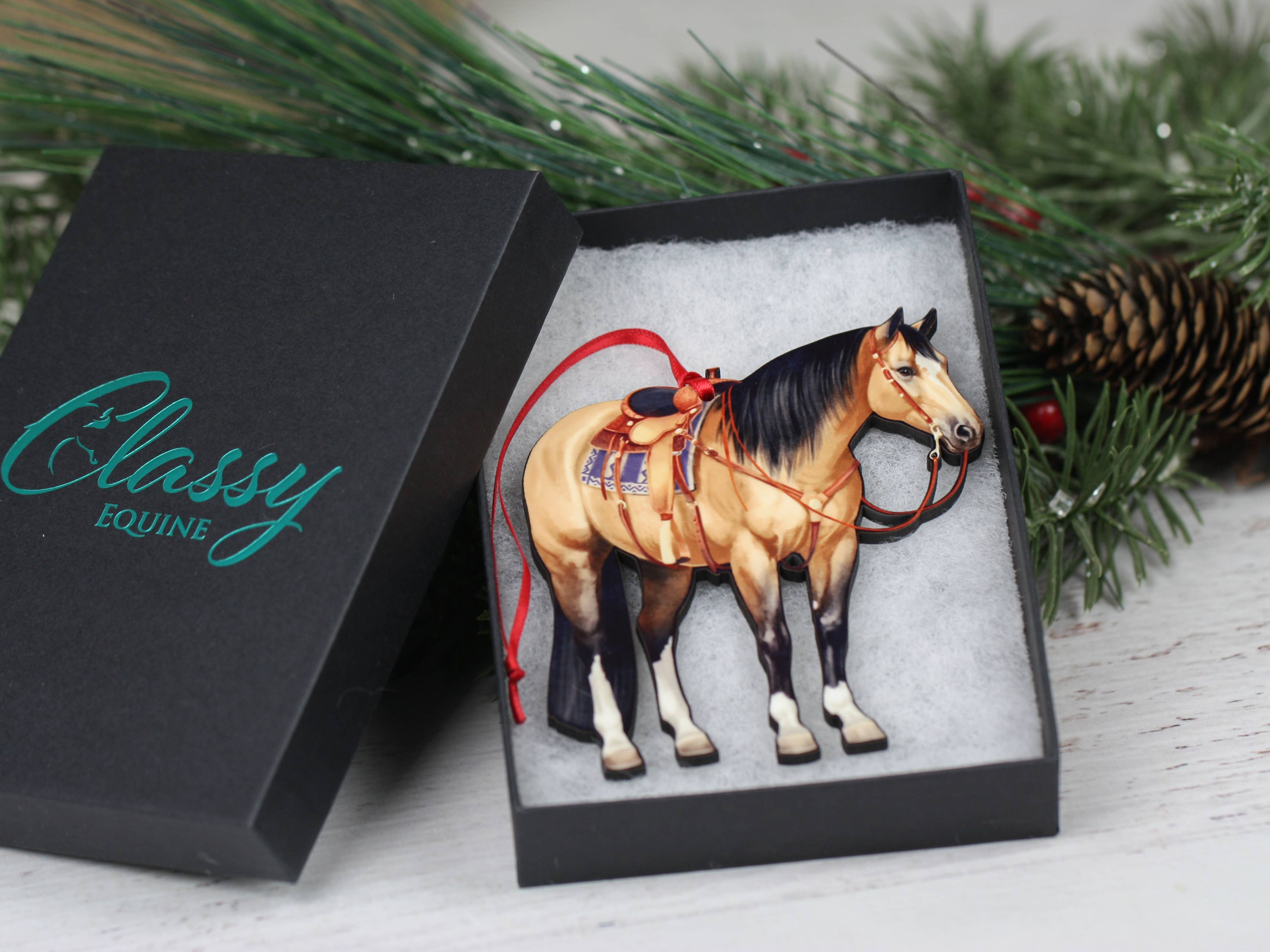 Buckskin Western Ranch Horse Ornament - Quarter Horse Decor