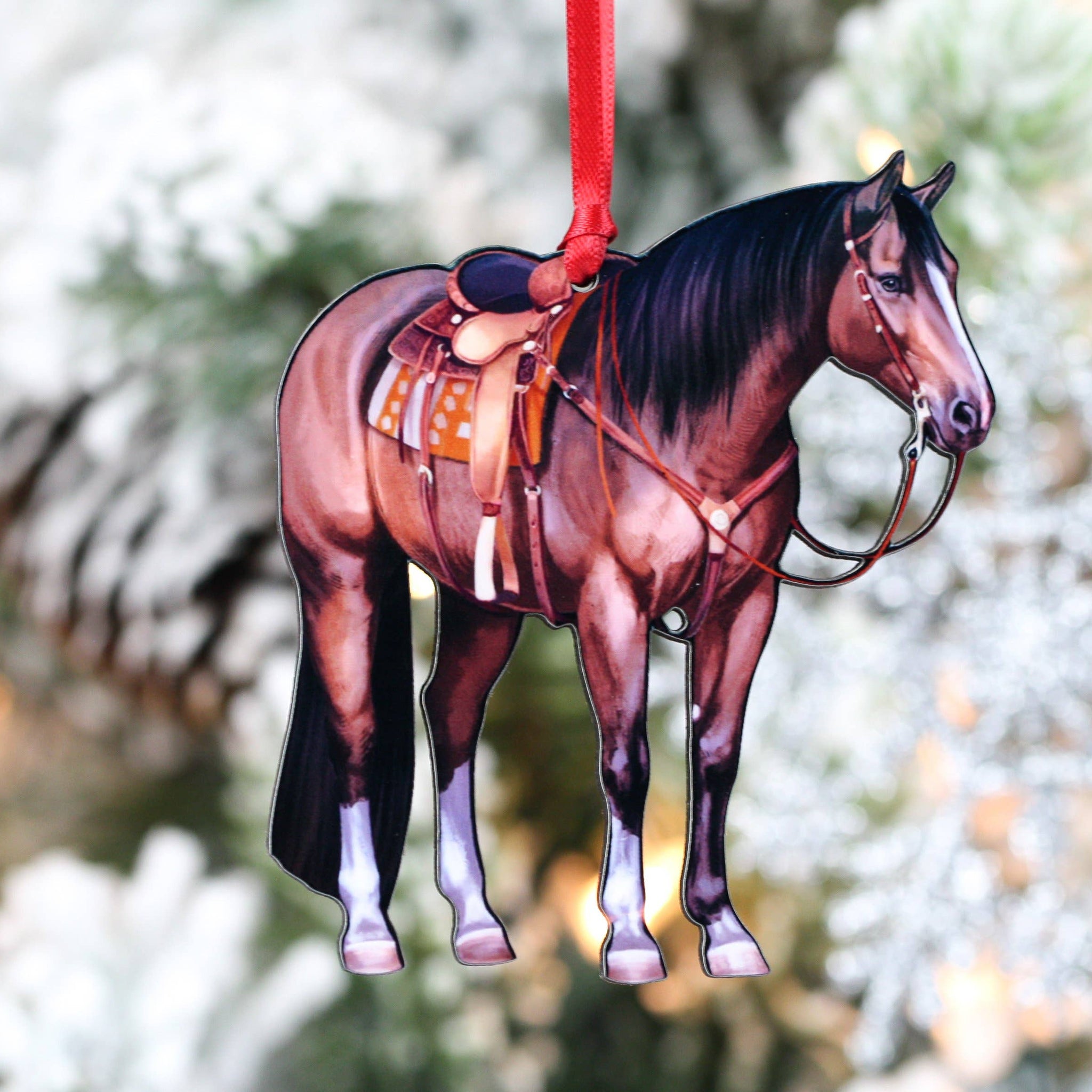 Bay Western Ranch Quarter Horse Ornament