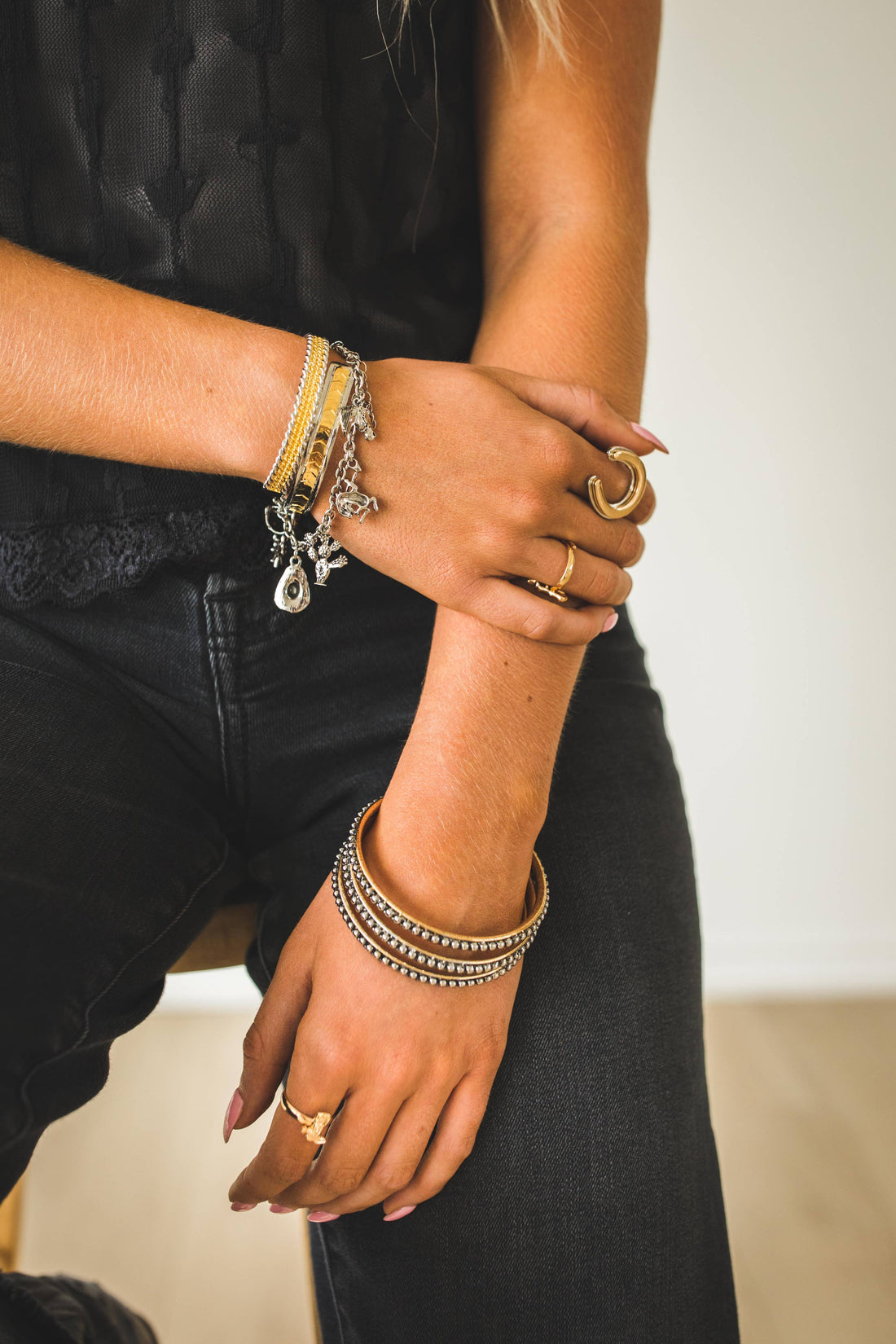 18K Plated Dotted Bangle Set