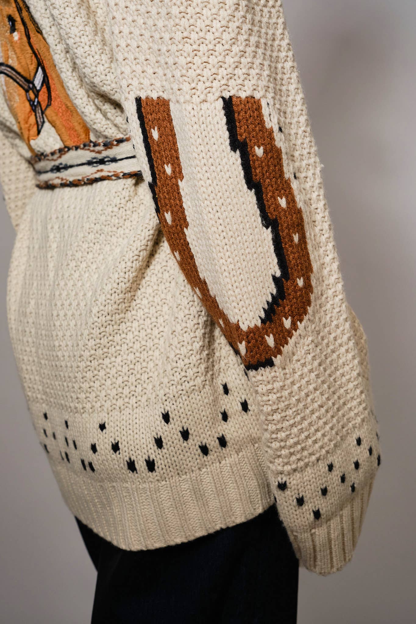 Western Horse Belted Cardigan Sweater