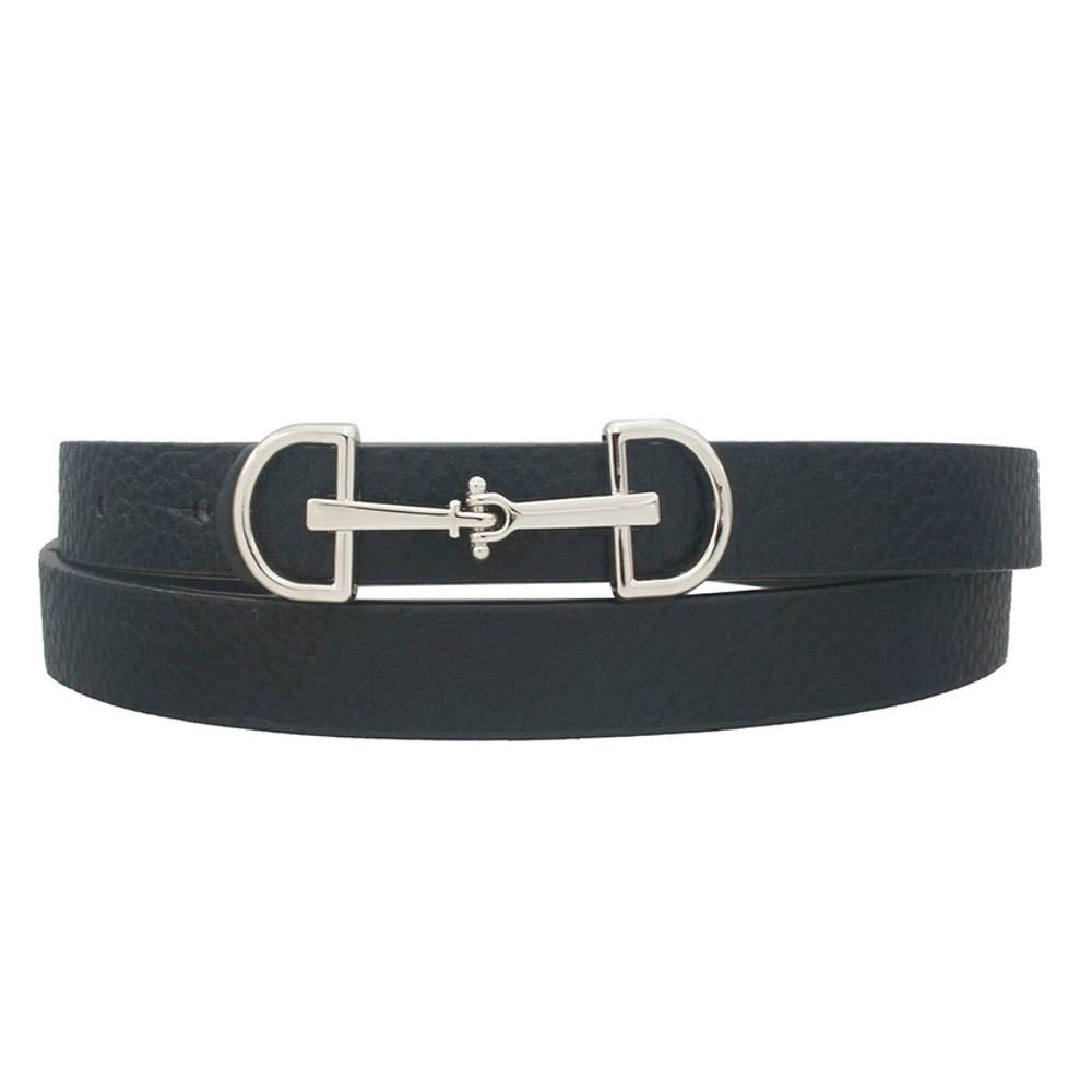 BEST Lux D Ring Horse Bit Buckle Skinny Women's Belt