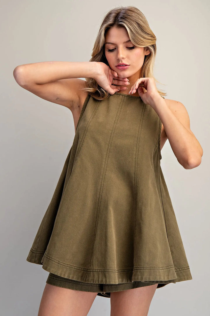 ee:some Elastic Waist Side Pocket Top