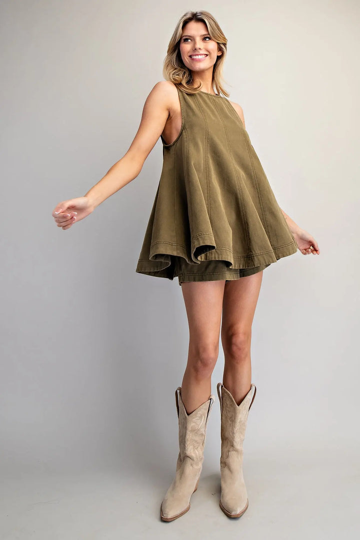 ee:some Elastic Waist Side Pocket Top