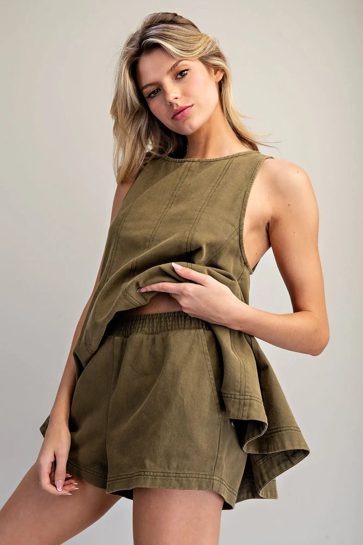 ee:some Elastic Waist Side Pocket Top