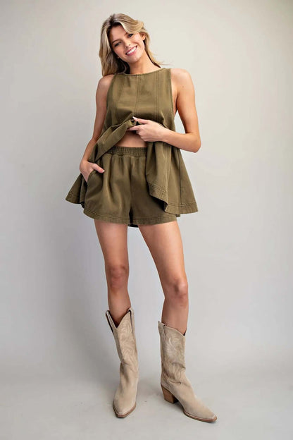 ee:some elastic waist side pocket shorts featuring a relaxed fit and casual style, ideal for comfortable everyday wear