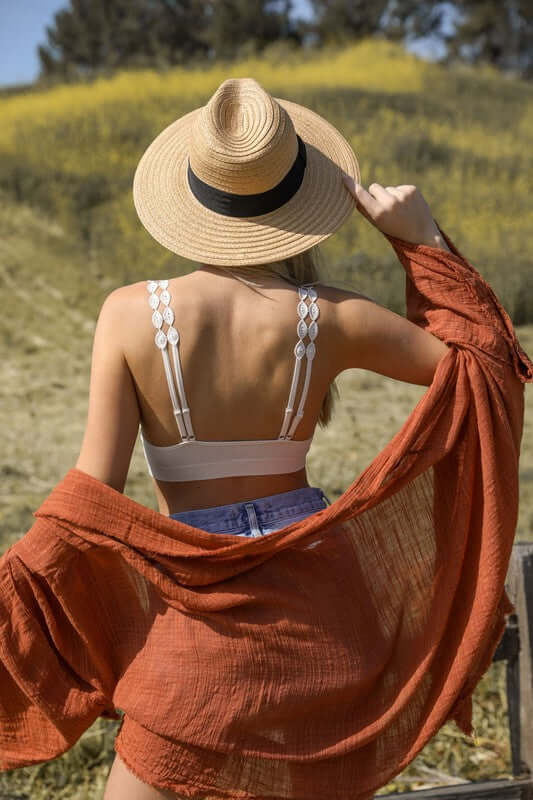 Leto Accessories boho eye lace applique bralette with intricate lace details, soft fabric, and delicate design for stylish intimates.