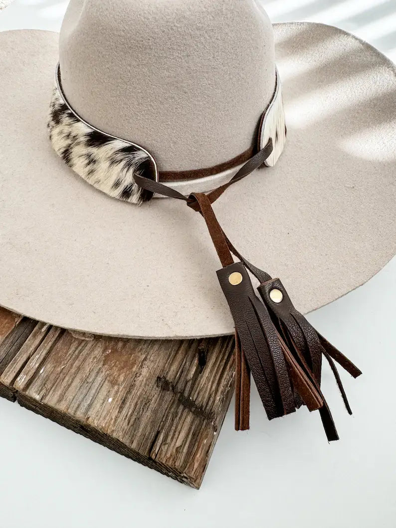 1.65” COWHIDE HAT BAND Leather Hat Band leather ties