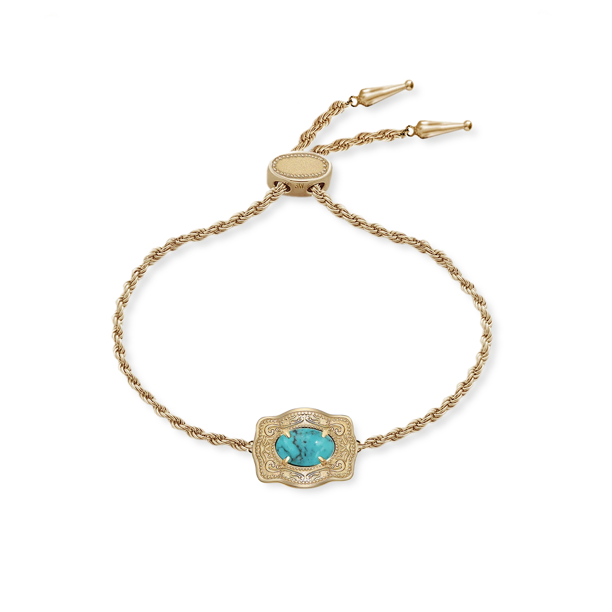 Gold Ultra Mini Belt Buckle Bracelet by SpurWest, featuring a lariat chain design, jewelry accessory for stylish wear.