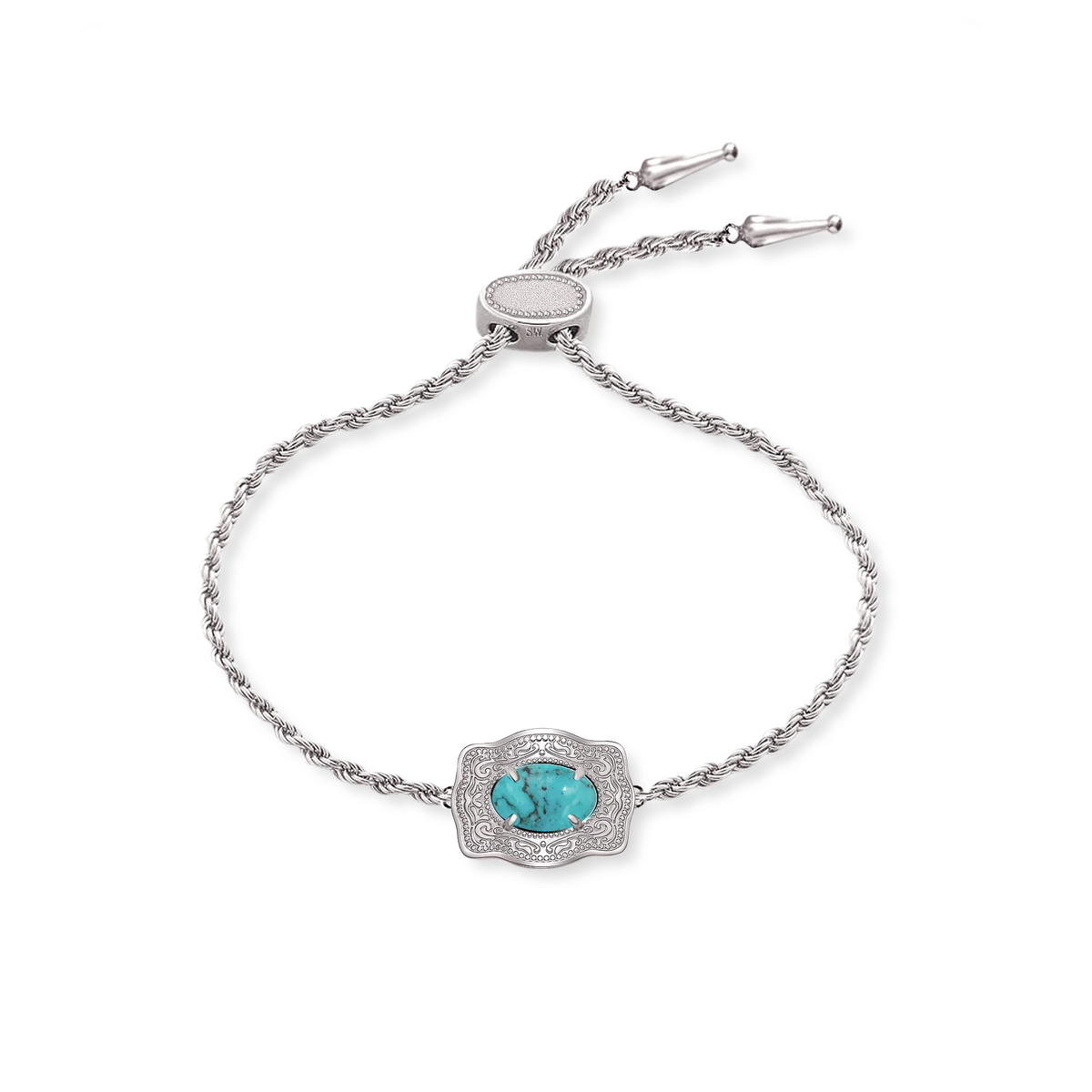 Silver Ultra Mini Belt Buckle Bracelet by SpurWest with lariat chain detail, stylish accessory in jewelry and accessories category.