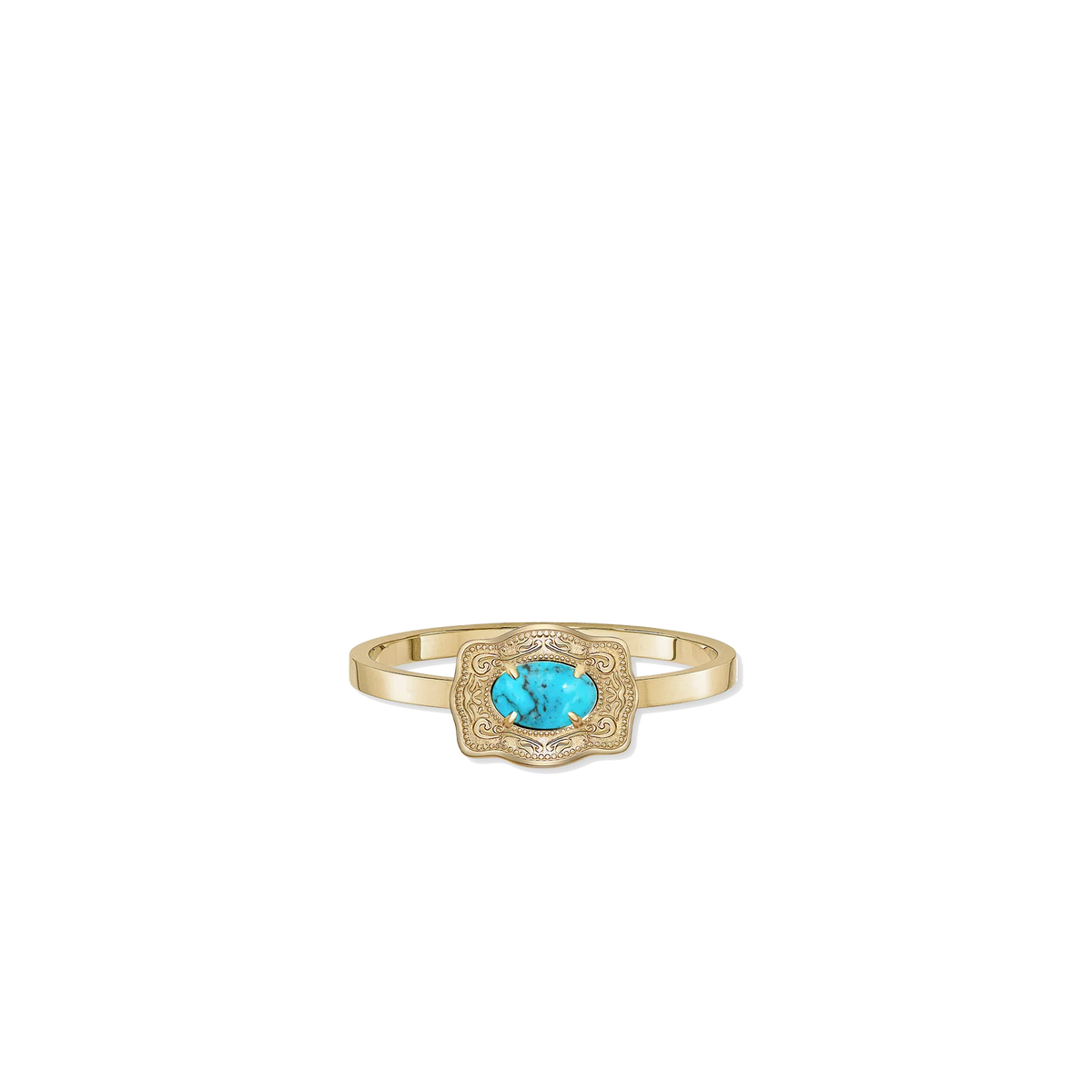 Gold Ultra Mini Belt Buckle Ring by Spurwest, Oasis design, non-adjustable jewelry accessory with a sleek, compact style.