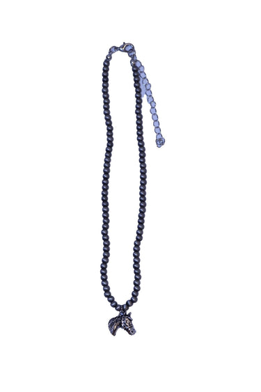 14" Dainty Faux Navajo Pearl Necklace with Horse Head Charm - Cowgirl Charm