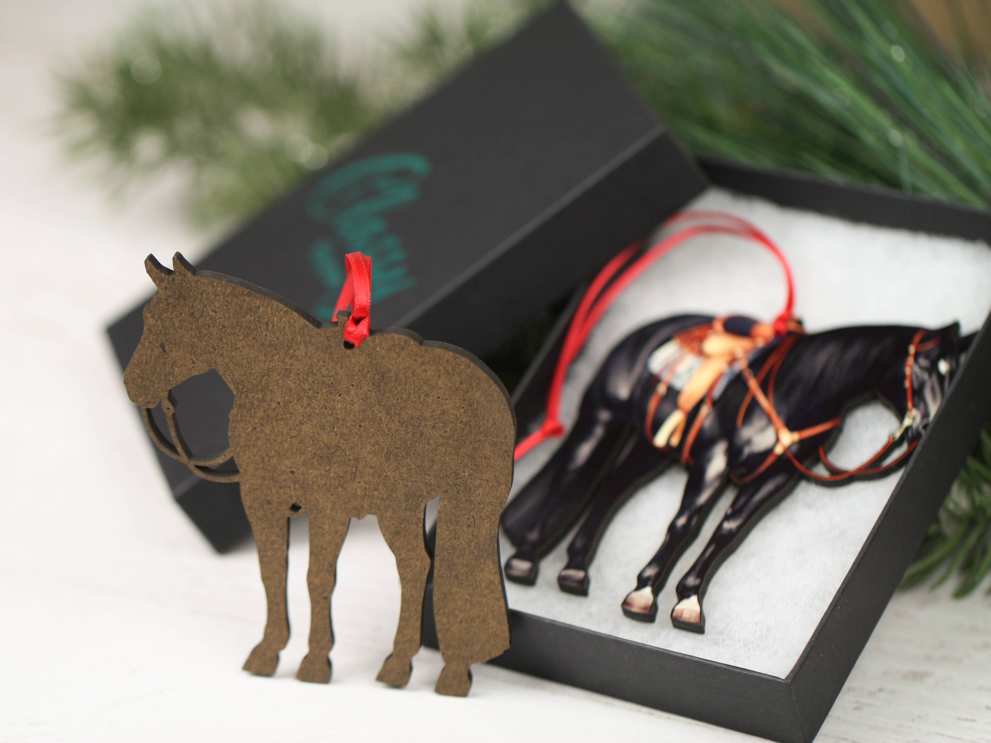 Black Western Ranch Horse Ornament - Quarter Horse Christmas