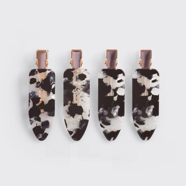 KITSCH eco-friendly creaseless hair clips set in black terrazzo design, four durable and stylish hair accessories for everyday use