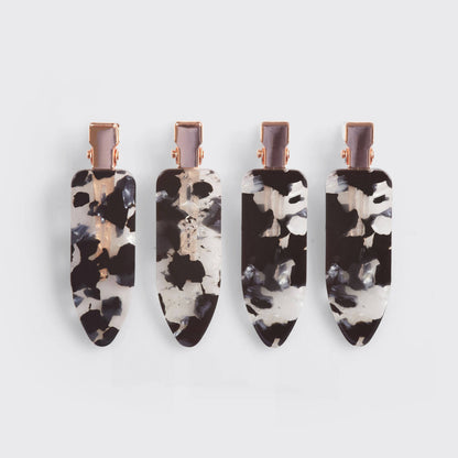 KITSCH eco-friendly creaseless hair clips set in black terrazzo design, four durable and stylish hair accessories for everyday use