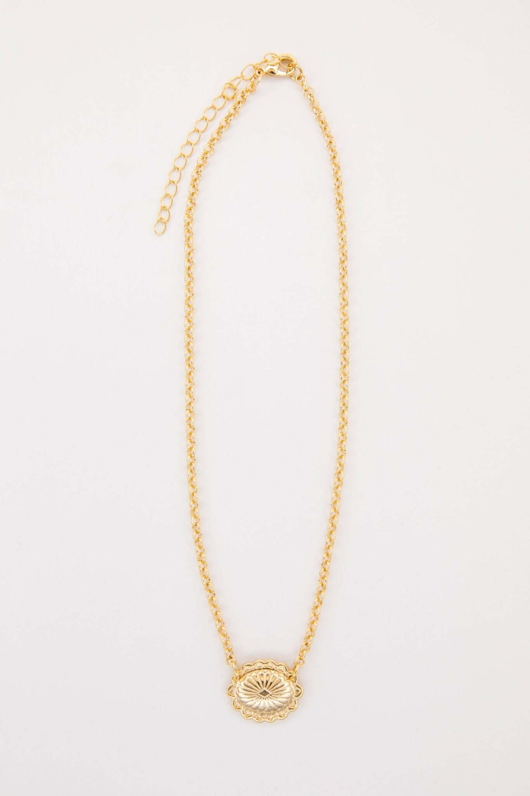 15" 18K Gold Plated Dainty Concho Necklace - Cowgirl Charm