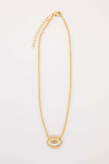 15" 18K Gold Plated Dainty Concho Necklace - Cowgirl Charm