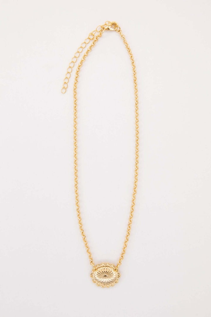 15" 18K Gold Plated Dainty Concho Necklace - Cowgirl Charm