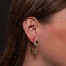 1.5" Gold Star Hoop Earring with Rhinestone Baguette Accents - Cowgirl Charm