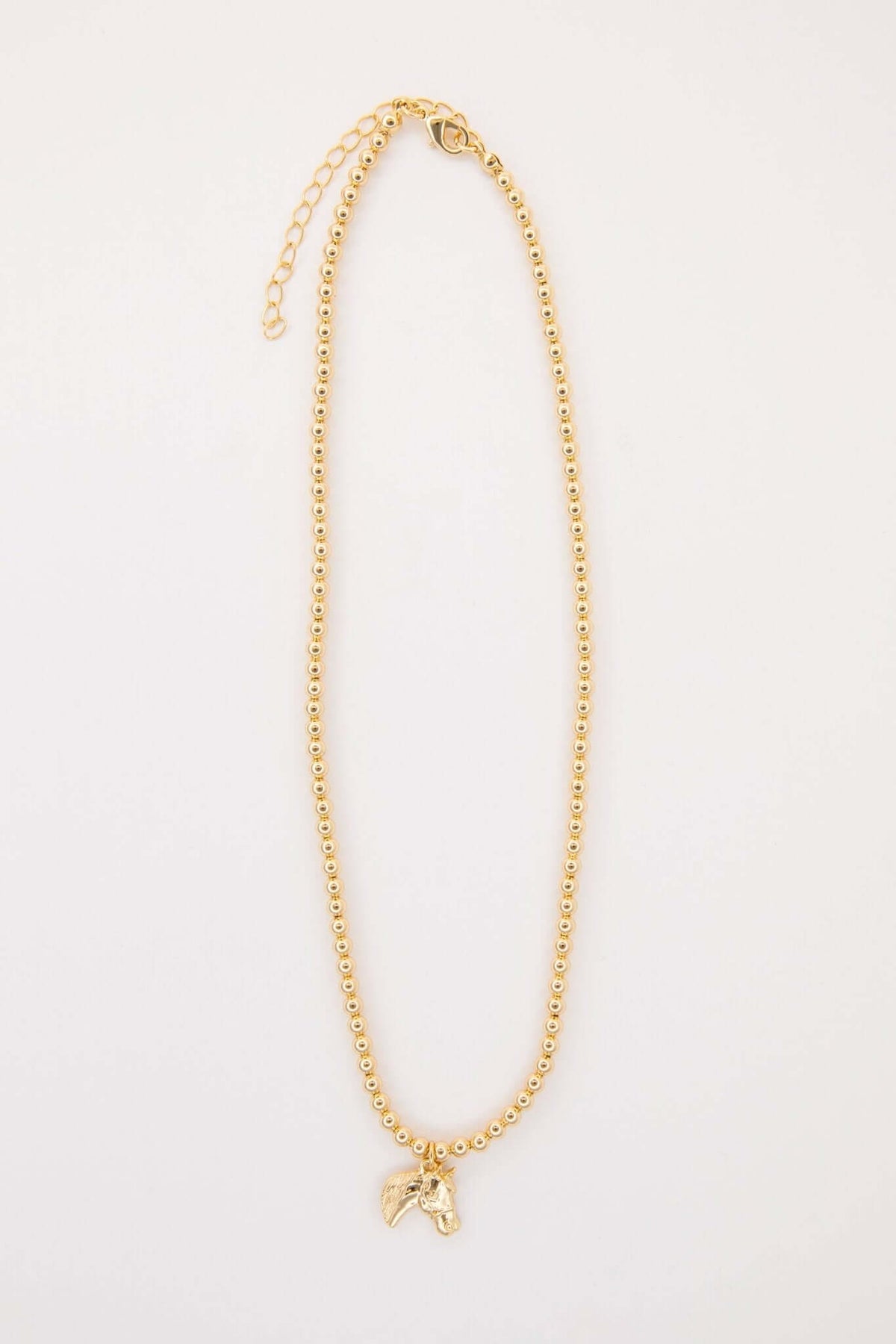 16-inch 18K gold-plated necklace with horse head charm, stylish jewelry accessory by West & Co.