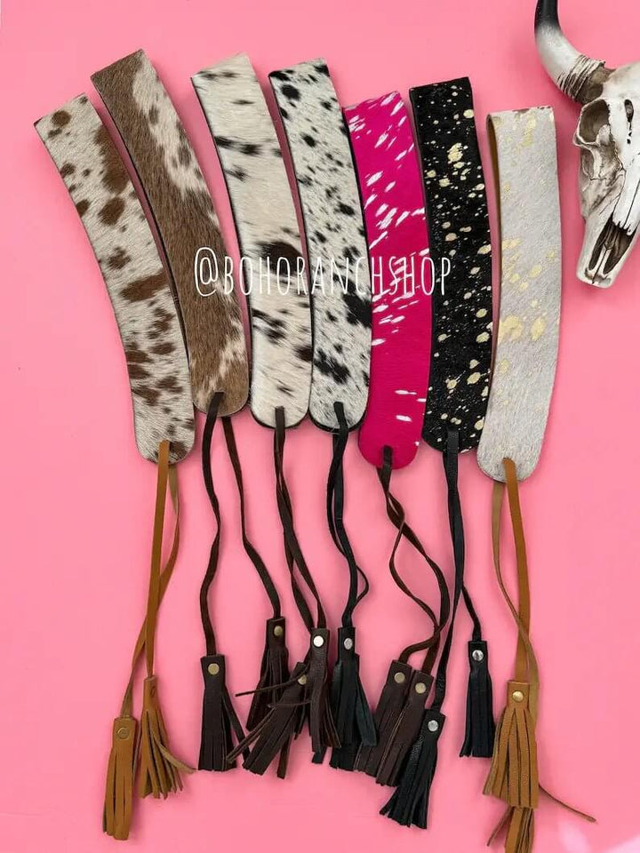 1.65” COWHIDE HAT BAND Leather Hat Band leather ties - Cowgirl Charm