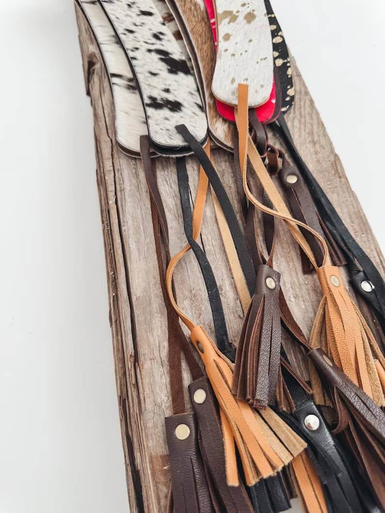 1.65” COWHIDE HAT BAND Leather Hat Band leather ties - Cowgirl Charm