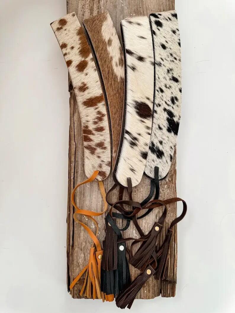 1.65” COWHIDE HAT BAND Leather Hat Band leather ties - Cowgirl Charm