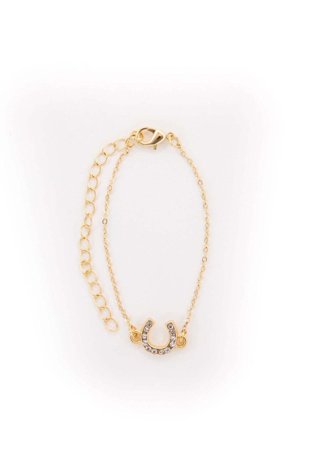 18K Gold Plated Dainty Rhinestone Horseshoe Chain Bracelet - Cowgirl Charm
