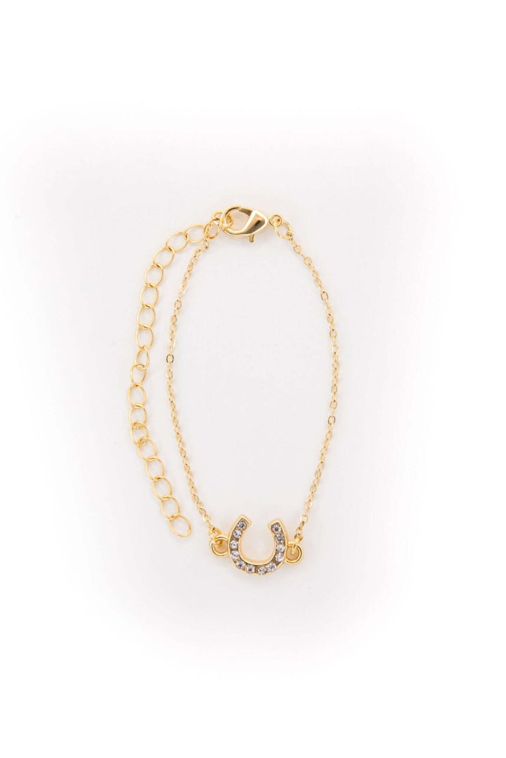 18K Gold Plated Dainty Rhinestone Horseshoe Chain Bracelet - Cowgirl Charm