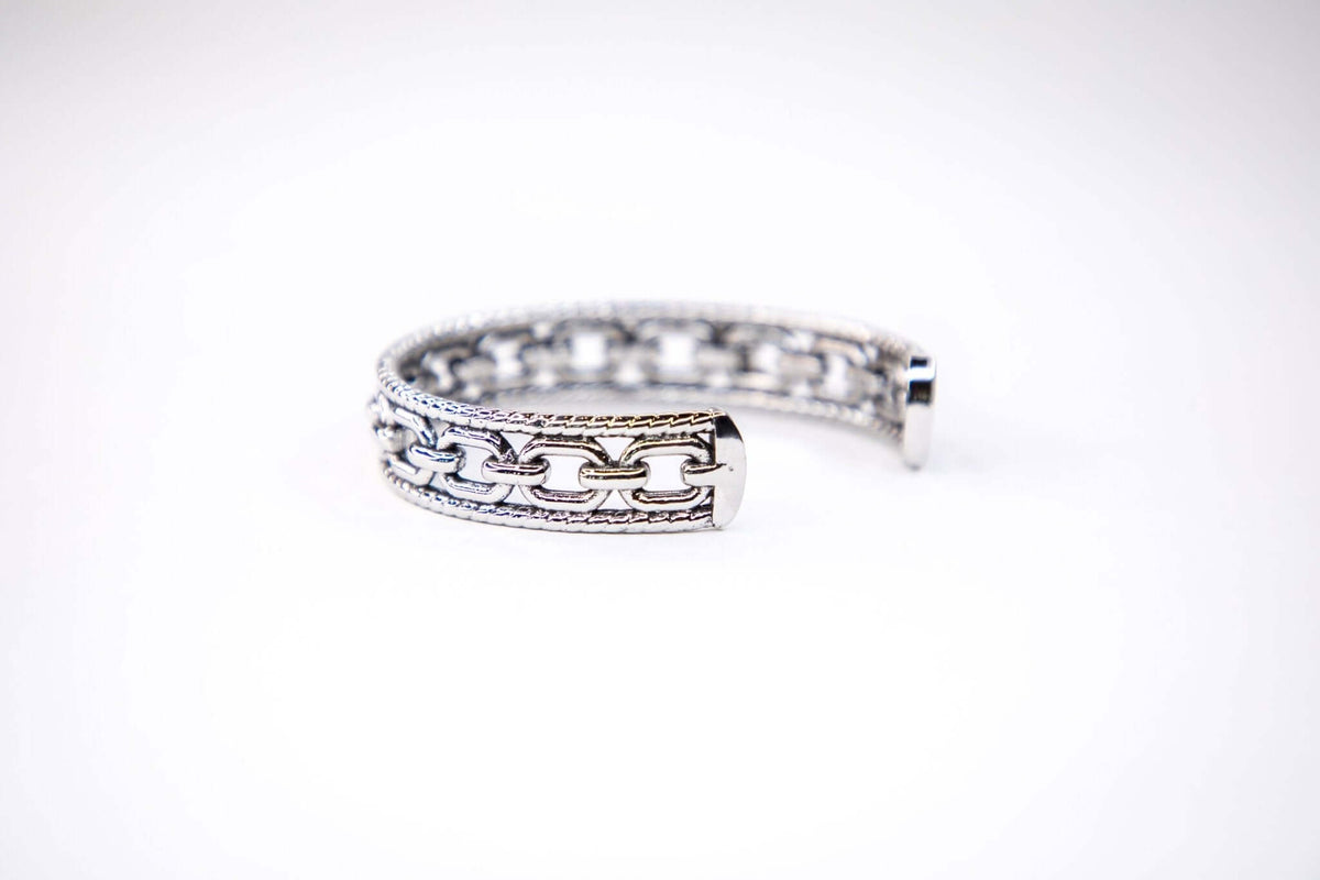 18K gold-plated rope and chain cuff bracelet by West & Co., featuring a sleek, layered design with a polished finish.