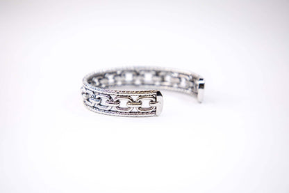 18K gold-plated rope and chain cuff bracelet by West & Co., featuring a sleek, layered design with a polished finish.
