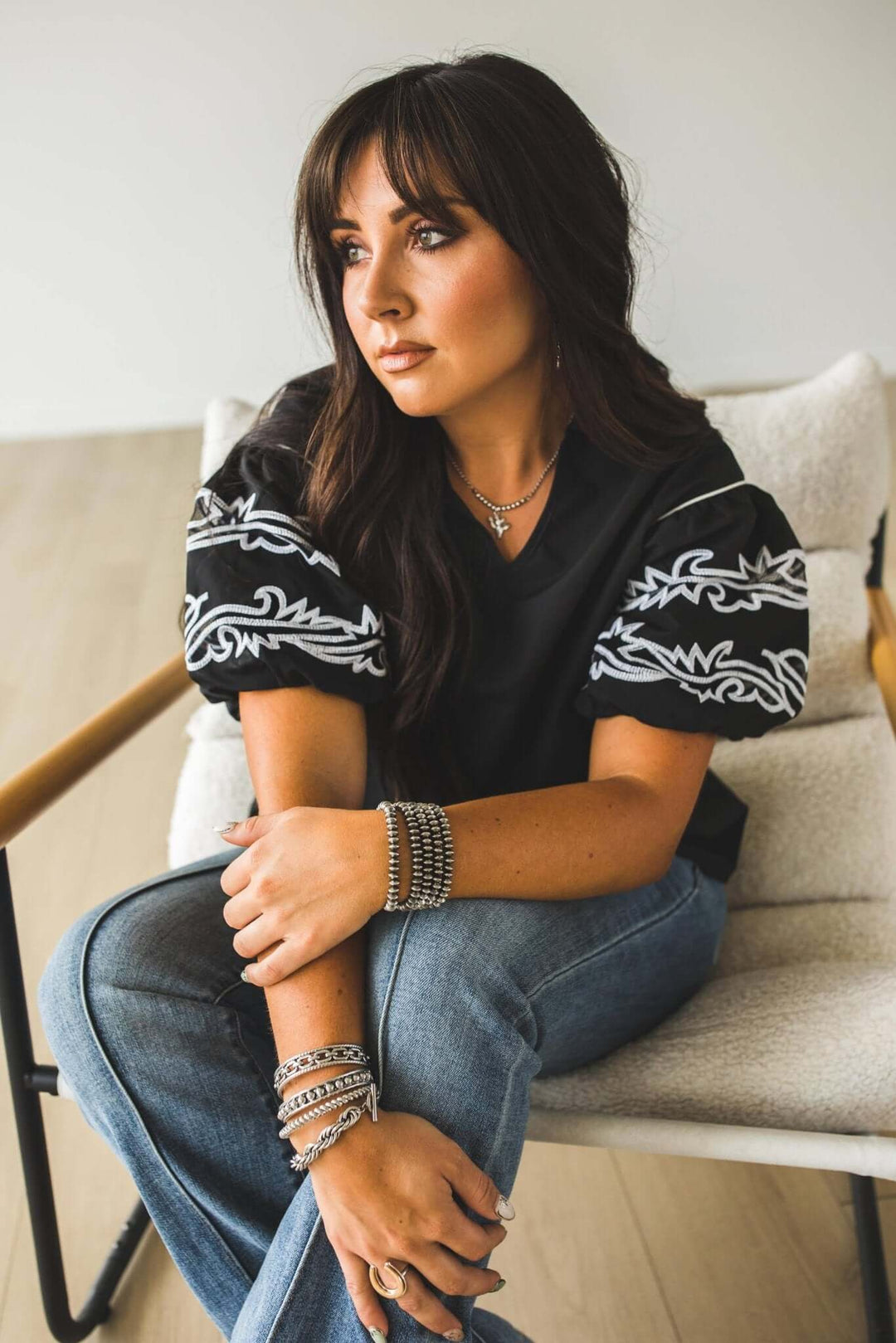 18K Gold Platted Thick Burnished Dotted Bangle - Cowgirl Charm