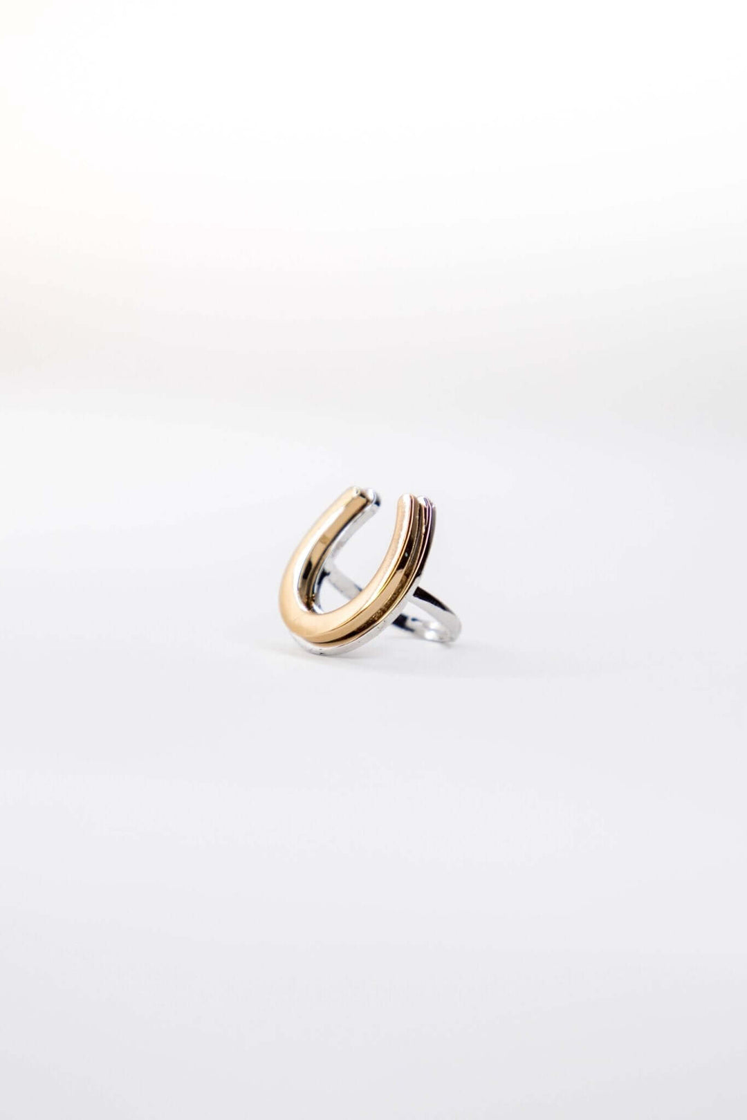 18K Two Toned Plated Adjustable Horsehoe Ring - Cowgirl Charm