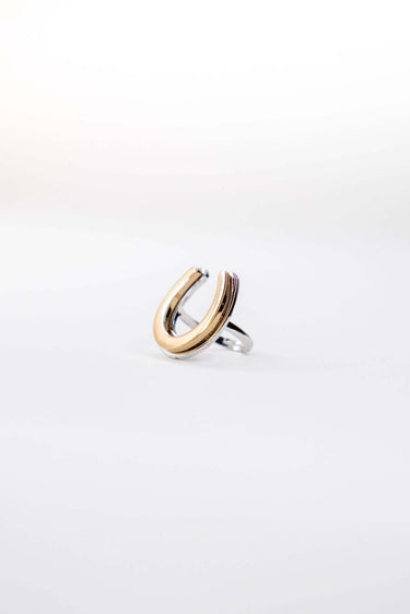18K Two Toned Plated Adjustable Horsehoe Ring - Cowgirl Charm