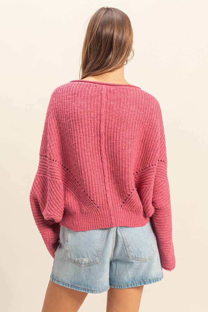 Ribbed Drop Sleeve Sweater