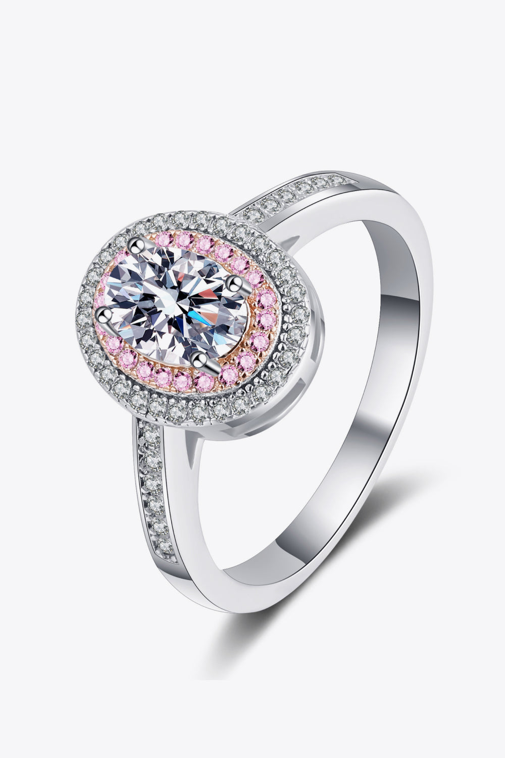 1 Carat Moissanite Halo Ring – 925 Sterling Silver