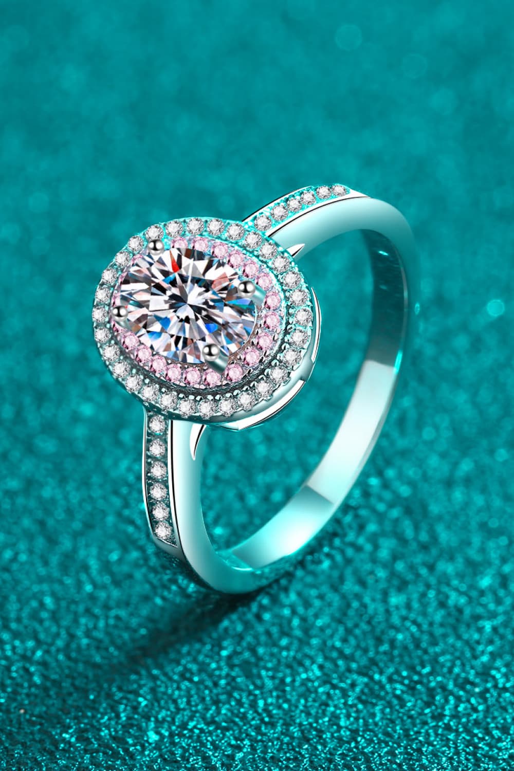 1 Carat Moissanite Halo Ring – 925 Sterling Silver