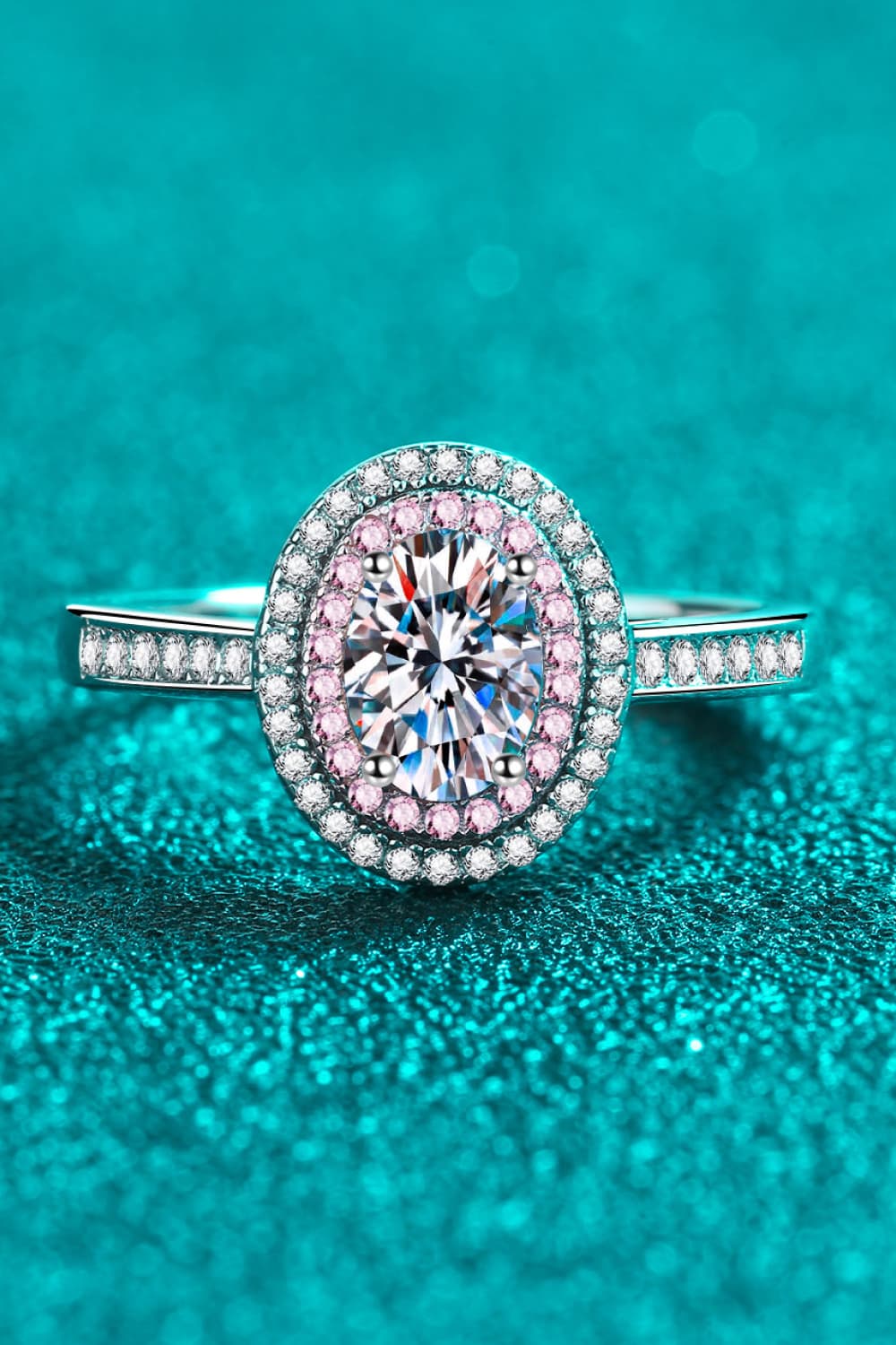 1 Carat Moissanite Halo Ring – 925 Sterling Silver