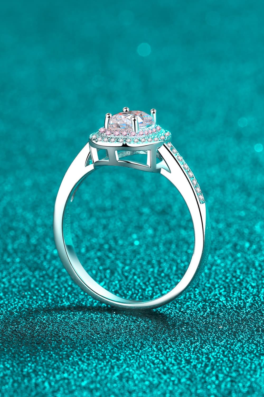 1 Carat Moissanite Halo Ring – 925 Sterling Silver