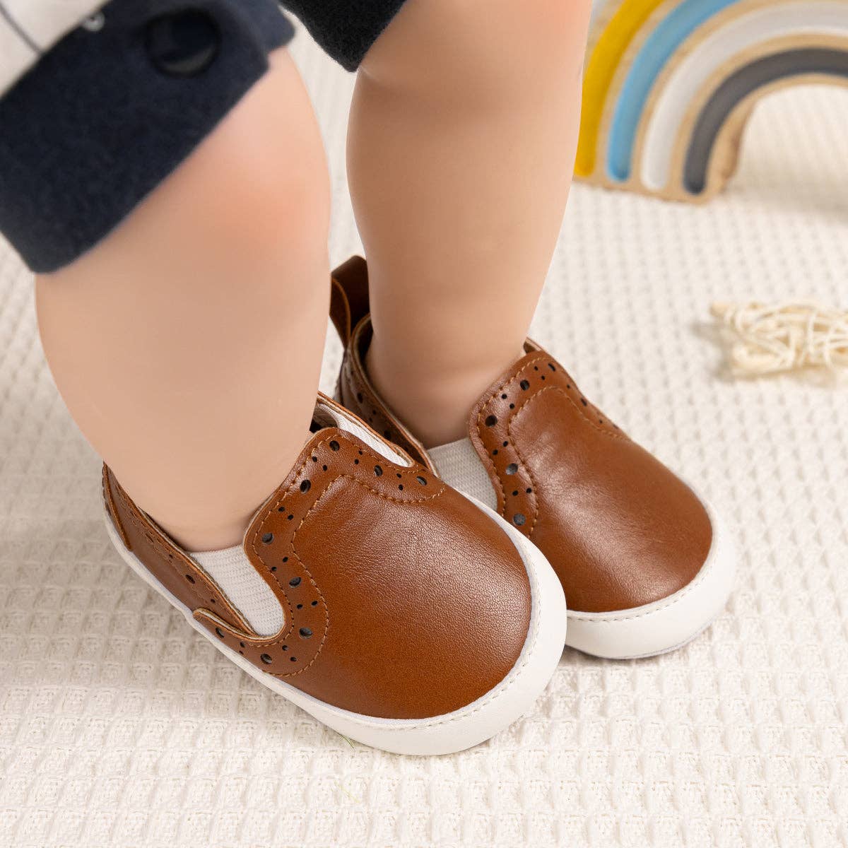 Brown Pleather slide of baby shoes