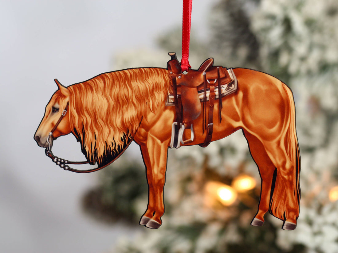 Chestnut Western Horse Ornament - Quarter Horse Christmas
