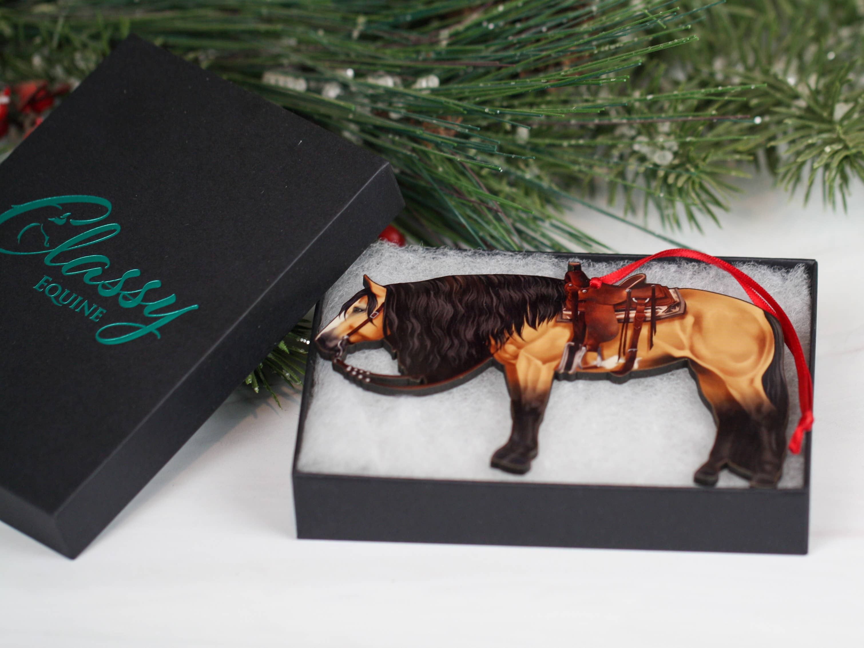 Buckskin Western Horse Ornament - Paint Horse Christmas
