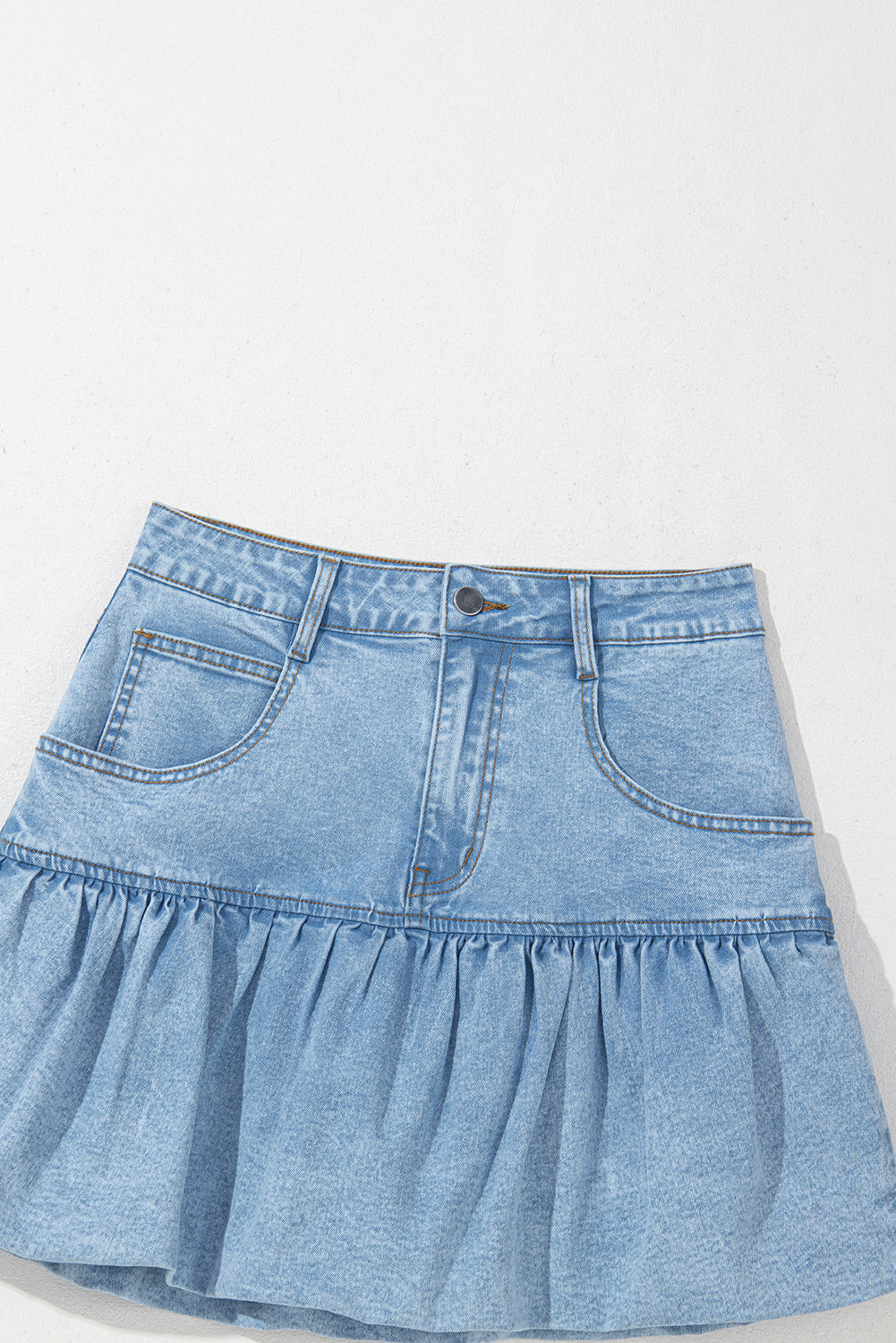 Myosotis Bubble Hem Denim Mini Skirt
