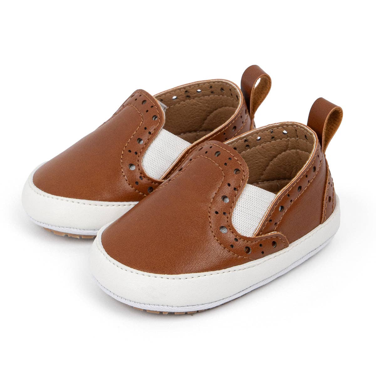 Brown Pleather slide of baby shoes