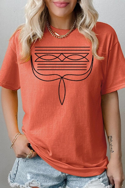 Western Boot Stitch Graphic Heavyweight T Shirts