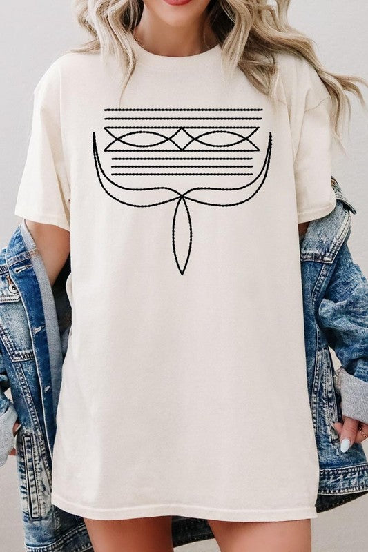 Western Boot Stitch Graphic Heavyweight T Shirts