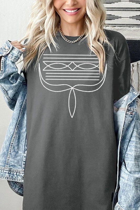 Western Boot Stitch Graphic Heavyweight T Shirts
