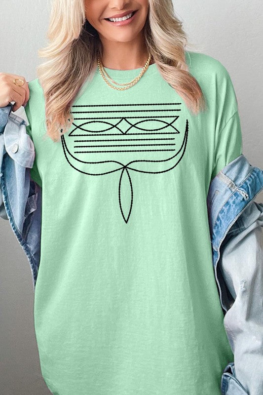 Western Boot Stitch Graphic Heavyweight T Shirts