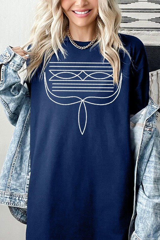 Western Boot Stitch Graphic Heavyweight T Shirts