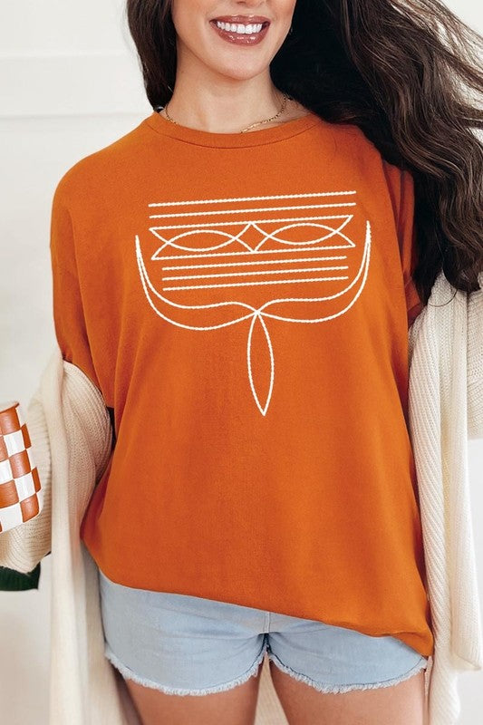Western Boot Stitch Graphic Heavyweight T Shirts